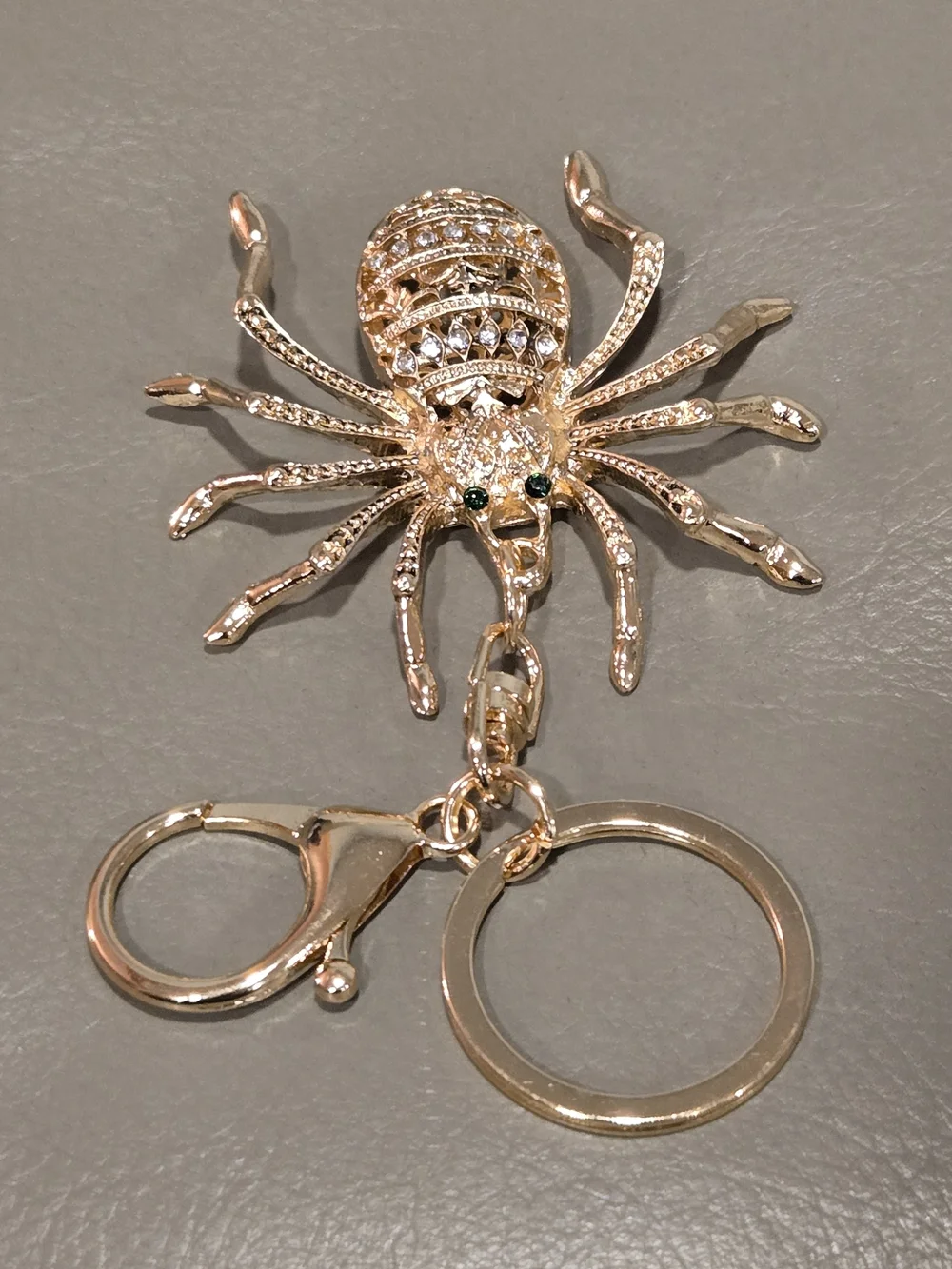 Gold Crystal Spider Bag Charm/Keychain